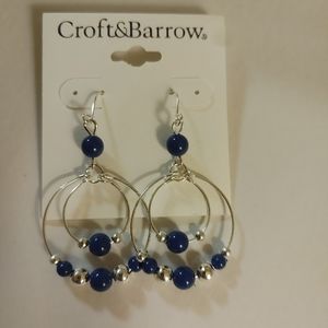 Croft & Barrow Silver and Blue Hoop Earrings